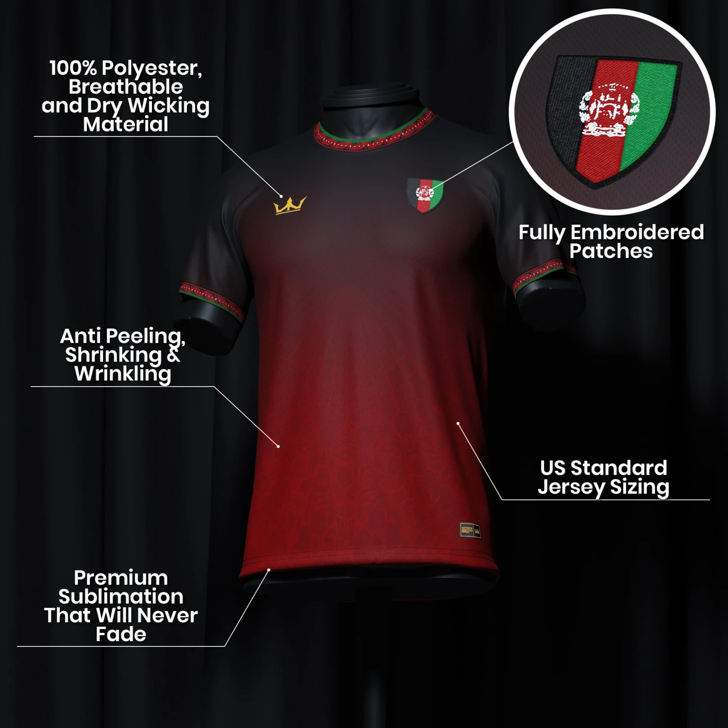 Afghanistan Heritage Custom Football Jersey 5 Afghanistan Heritage Custom Football Jersey - Image 5