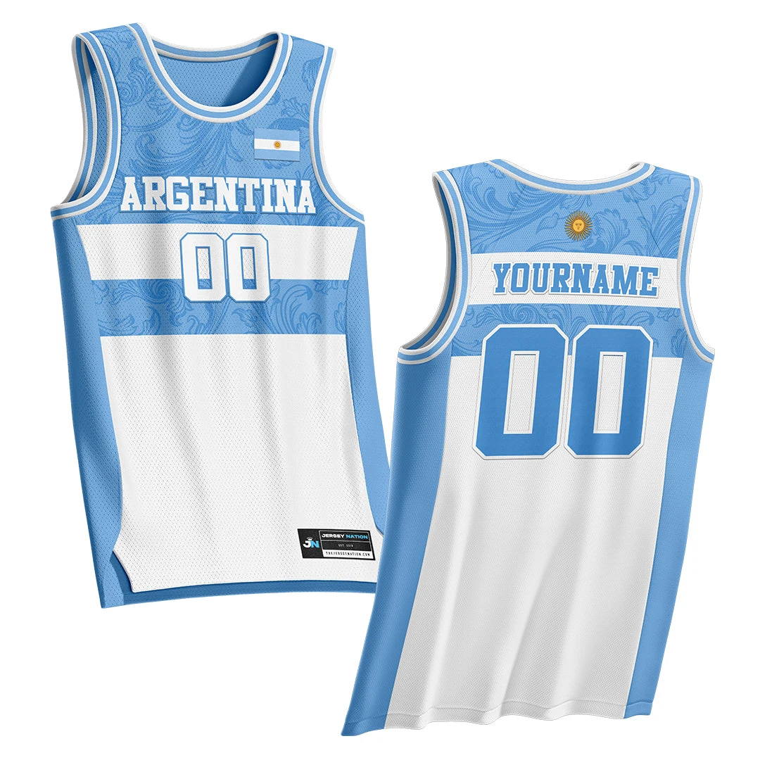 Argentina Heritage Custom Basketball Jersey 1 Argentina Heritage Custom Basketball Jersey