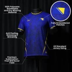 Bosnia Heritage Custom Football Jersey 17 Bosnia Heritage Custom Football Jersey -World of Sportswear BosniaCustomFootballJerseySpot