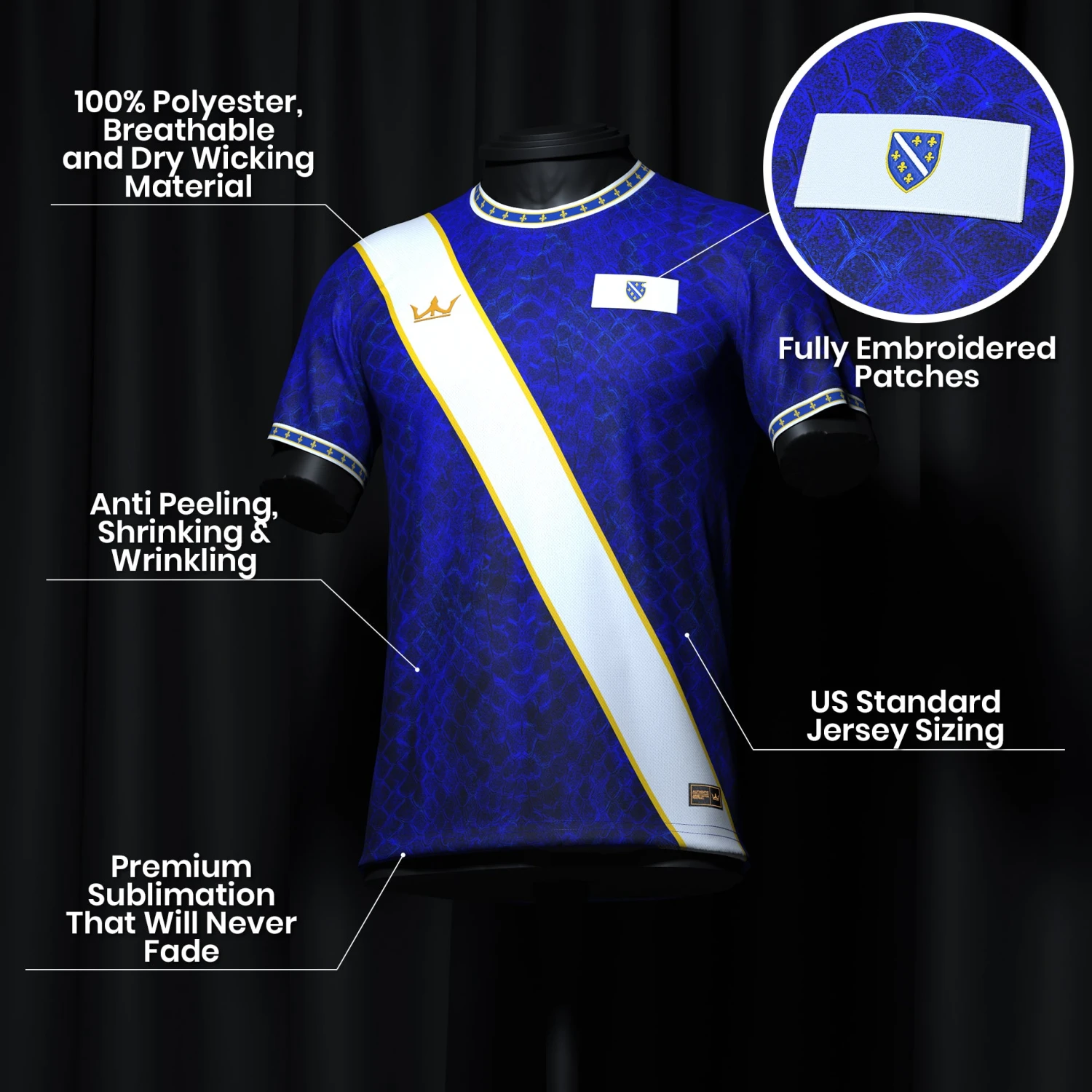 Bosnia Heritage Custom Football Jersey 12 Bosnia Heritage Custom Football Jersey - Image 12