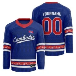 Cambodia Christmas Custom Hockey Jersey