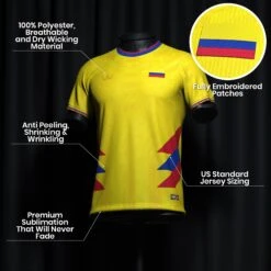 Colombia Heritage Custom Football Jersey 23 Colombia Heritage Custom Football Jersey -World of Sportswear ColombiaFootballJerseySpot