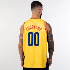 Colombia Heritage Custom Basketball Jersey 23 Colombia Heritage Custom Basketball Jersey -World of Sportswear Colombia Heritage Yellow Custom Basketball Jersey Model Back Customized