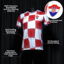 Croatia Heritage Custom Football Jersey -World of Sportswear CroatiaCustomFootballJerseySpot