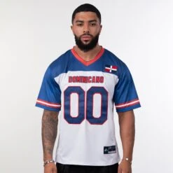 Dominican Republic Heritage Custom Football Jersey 33 Dominican Republic Heritage Custom Football Jersey -World of Sportswear DominicanRepublicHeritageWhiteCustomFootballJersey1