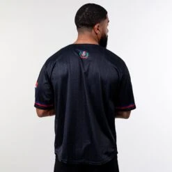 Dominican Republic 'Platano Verde' Baseball Jersey -World of Sportswear Dominican Republic Platano Verde Black Baseball Custom Jersey Model Back