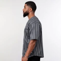 Dominican Republic 'Platano Verde' Baseball Jersey -World of Sportswear Dominican Republic Platano Verde Grey Baseball Custom Jersey Model Side