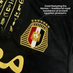 Egypt Heritage Custom Football Jersey 26 Egypt Heritage Custom Football Jersey -World of Sportswear EgyptBlackCustomFootballJerseyCloseupDetail1