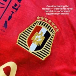 Egypt Heritage Custom Football Jersey 38 Egypt Heritage Custom Football Jersey -World of Sportswear EgyptRedCustomFootballJerseyCloseupDetail1