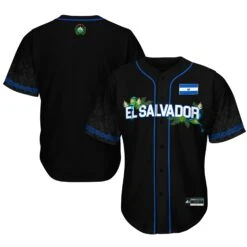 El Salvador 'Flor De Izote' Baseball Jersey -World of Sportswear El Salvador Flor de Izote Baseball Jersey Black