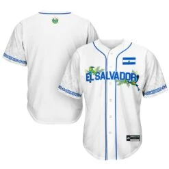 El Salvador 'Flor De Izote' Baseball Jersey -World of Sportswear El Salvador Flor de Izote Baseball Jersey White