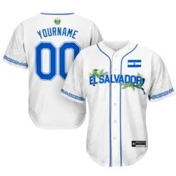 El Salvador 'Flor De Izote' Baseball Jersey -World of Sportswear El Salvador Flor de Izote Baseball Jersey White Custom