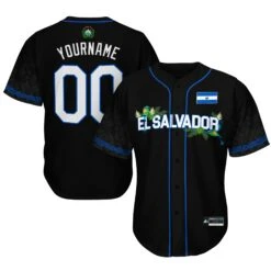 El Salvador 'Flor De Izote' Baseball Jersey -World of Sportswear El Salvador Flor de Izote Custom Baseball Jersey Black