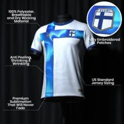 Finland Heritage Custom Football Jersey 11 Finland Heritage Custom Football Jersey -World of Sportswear FinlandCustomFootballJerseySpot