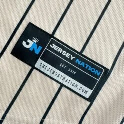 Mexico Guadalupe Baseball Jersey -World of Sportswear GuadalupeBeigePinstripeJersey 2