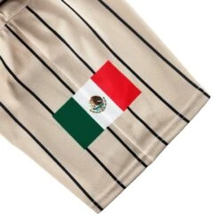 Mexico Guadalupe Baseball Jersey -World of Sportswear GuadalupeBeigePinstripeJersey 3