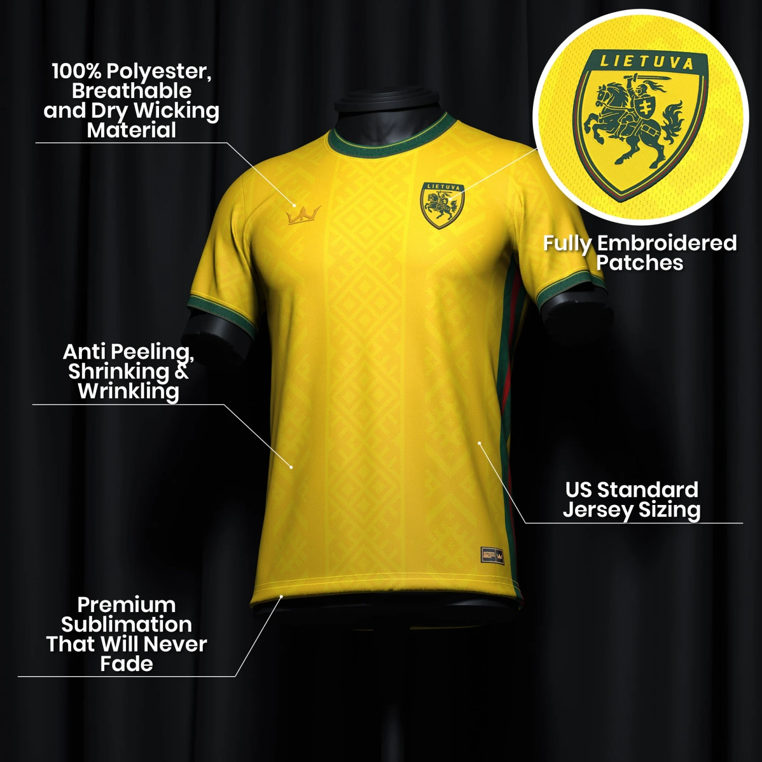 Lithuania Heritage Custom Football Jersey 6 Lithuania Heritage Custom Football Jersey - Image 6