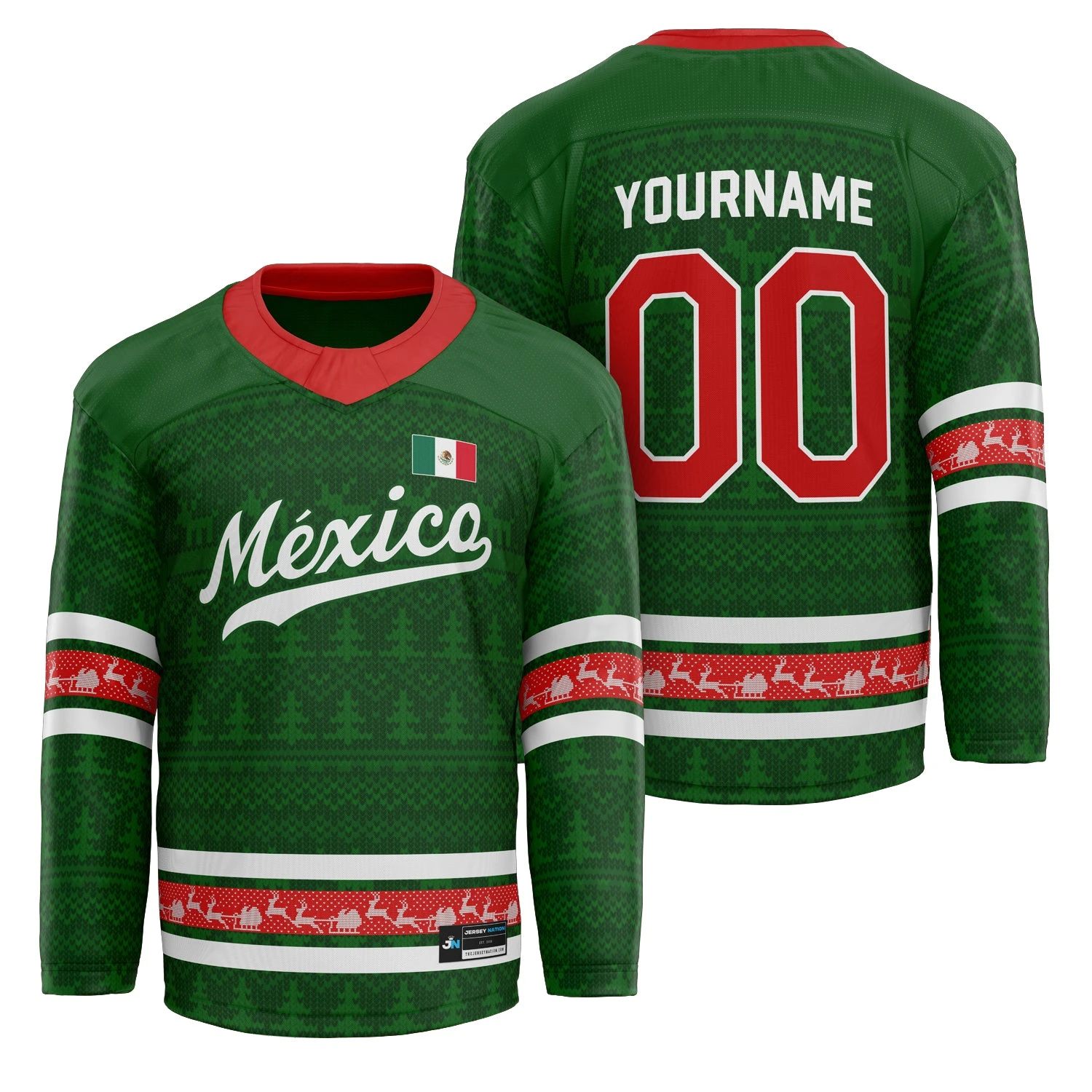 Mexico Christmas Custom Hockey Jersey 1 Mexico Christmas Custom Hockey Jersey