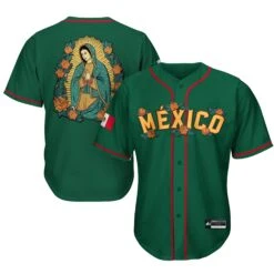 Mexico Guadalupe Baseball Jersey -World of Sportswear Mexico Guadalupe Green Baseball Jersey