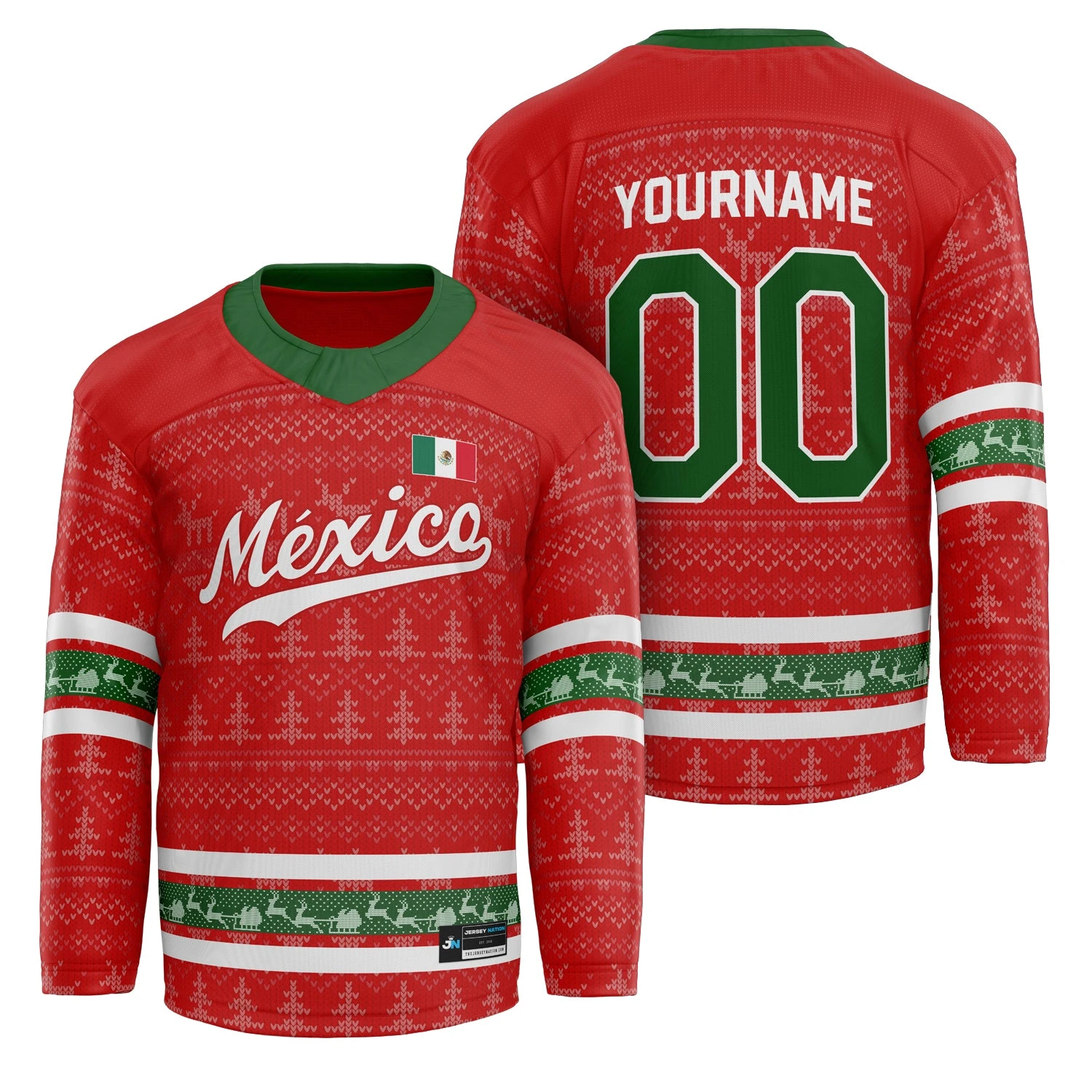Mexico Christmas Custom Hockey Jersey 2 Mexico Christmas Custom Hockey Jersey - Image 2