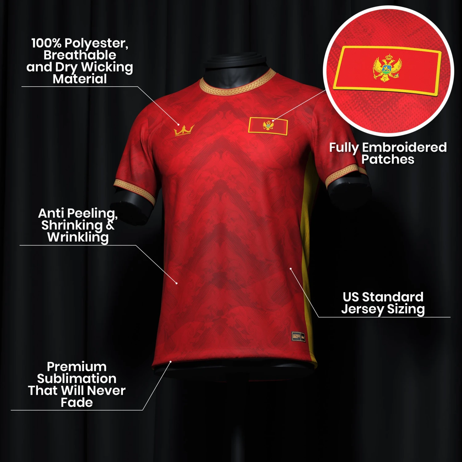 Montenegro Heritage Custom Football Jersey 6 Montenegro Heritage Custom Football Jersey - Image 6