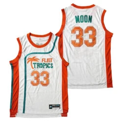 Jackie Moon Flint Tropics Basketball Jersey -World of Sportswear Moon33 Flint Tropics White Jersey
