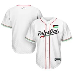 Palestine 'Tatreez' Baseball Jersey -World of Sportswear Palestine Tatreez Baseball Custom Jersey White