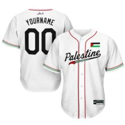 Palestine 'Tatreez' Baseball Jersey -World of Sportswear Palestine Tatreez Baseball Custom Jersey White Custom