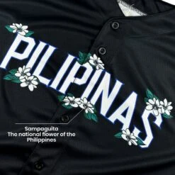 Philippines 'Sampaguita' Baseball Jersey -World of Sportswear Philippines Sampaguita Baseball Black Jersey Custom