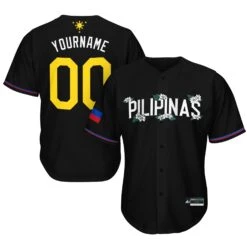 Philippines 'Sampaguita' Baseball Jersey -World of Sportswear Philippines Sampaguita Black Baseball Jersey Customized