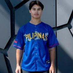 Philippines 'Sampaguita' Baseball Jersey -World of Sportswear Philippines Sampaguita Blue Baseball Jersey Model Sublimated