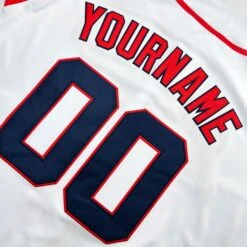 Puerto Rico Heritage Custom Baseball Jersey -World of Sportswear Puerto Rico Boriken Heritage Custom Baseball Jersey Navy Blue and White Embroidered Closeup Customized