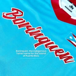 Puerto Rico Heritage Custom Hockey Jersey 24 Puerto Rico Heritage Custom Hockey Jersey -World of Sportswear Puerto Rico Borinquen Azul Celeste Heritage Custom Hockey Jersey