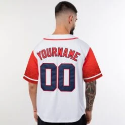 Puerto Rico Heritage Custom Baseball Jersey -World of Sportswear Puerto Rico Heritage Custom Navy Blue Baseball Jersey Model Back Customized