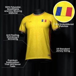 Romania Heritage Custom Football Jersey -World of Sportswear RomaniaCustomFootballJerseySPOT