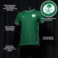 Saudi Arabia Heritage Custom Football Jersey 17 Saudi Arabia Heritage Custom Football Jersey -World of Sportswear Saudi Arabia Custom Jersey