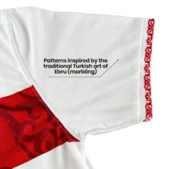 Türkiye Heritage Custom Football Jersey -World of Sportswear TurkiyeWhiteCustomFootballJerseyCloseupDetail1