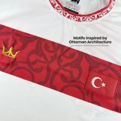 Türkiye Heritage Custom Football Jersey -World of Sportswear TurkiyeWhiteCustomFootballJerseyCloseupDetail2