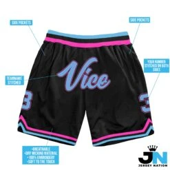 Black Vice City Custom Basketball Shorts 5 Black Vice City Custom Basketball Shorts -World of Sportswear ViceBlack