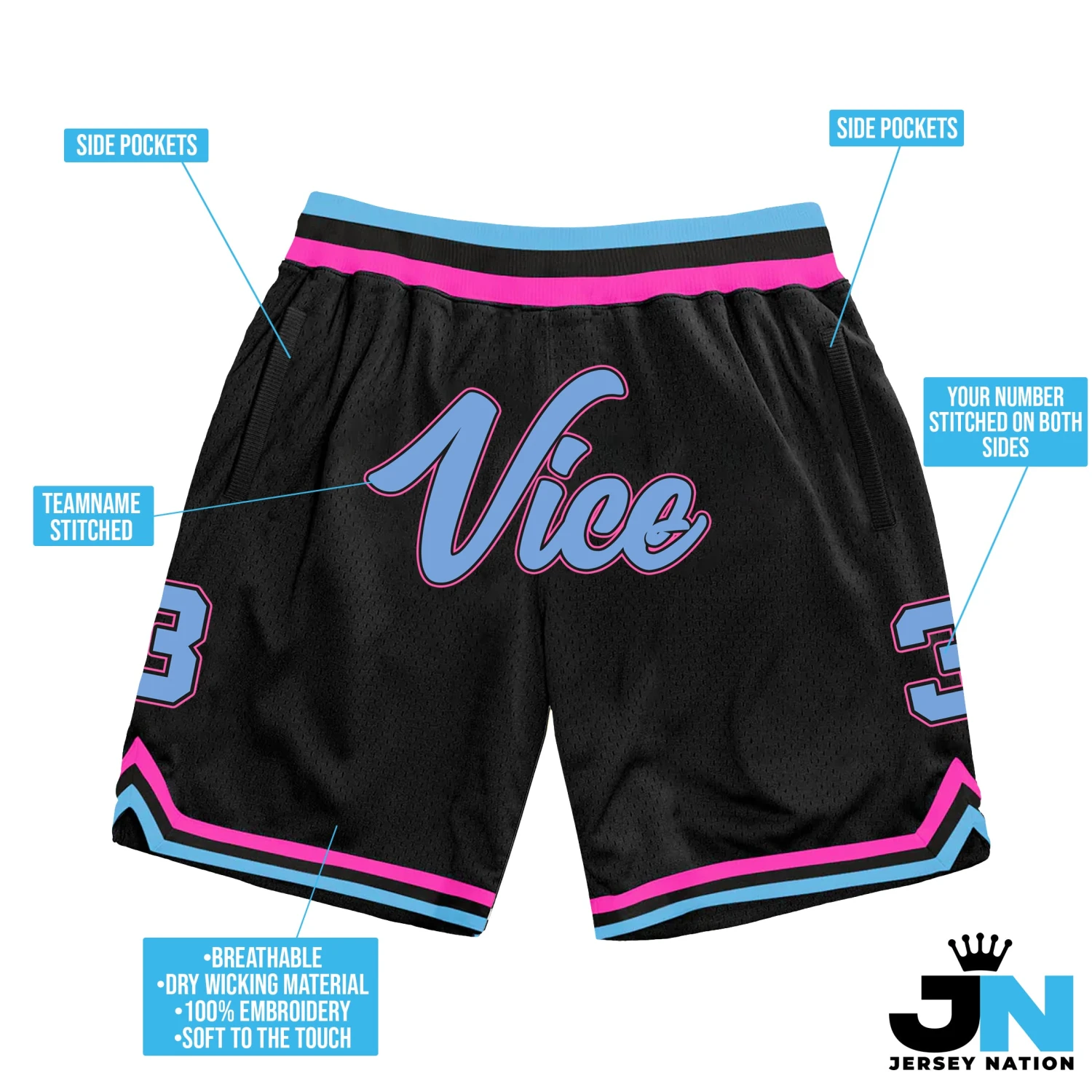 Black Vice City Custom Basketball Shorts 3 Black Vice City Custom Basketball Shorts - Image 3