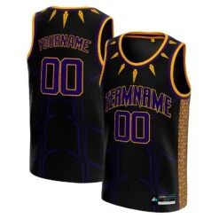 Black Purple-Gold Custom Basketball Jersey